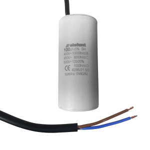 Condensator cu fire CBB60 100µF 60x122mm 450V, Elefant - Img 2
