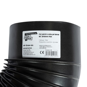 Cot pentru soba pe lemne, 90˚, 150mm, Gri mat - Img 3