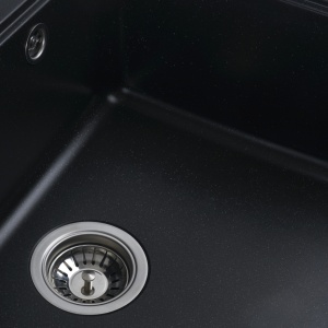 Chiuvetă din compozit de granit pentru bucătărie ELEFANT PREMIUM 5852 VESTA Negru metalic 580 x 518 mm - Img 9