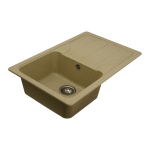 Chiuvetă din compozit de granit pentru bucătărie ELEFANT PREMIUM 7850 VERONA Bej 775 x 495 mm - Img 5