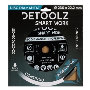Disc diamantat continuu Detoolz 230x22.2mm, taiere umeda - Img 2