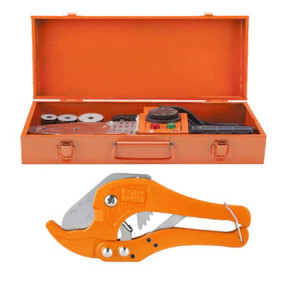 Set Plita sudura PPR cu foarfeca PPR, Evotools, 800 W, portocaliu - Img 1