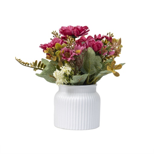 Aranjament floral Zilan, crizantema roz, in ghiveci ceramic, diametru 10 cm, H 20 cm, 11x11x23 cm, 1.5 kg, cod ZTS8056