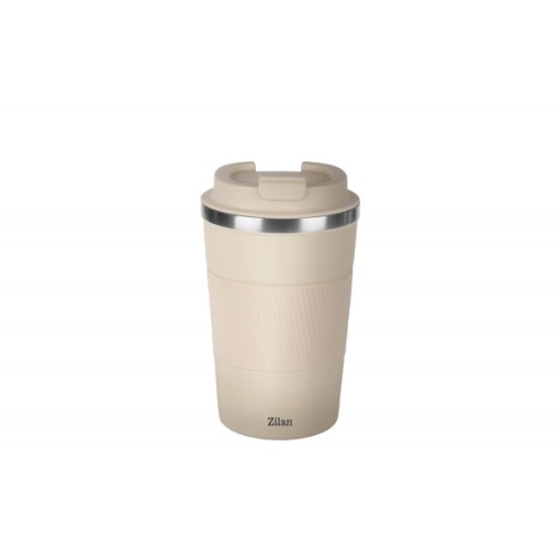 Cana de cafea termica Zilan, inox dublu, 380ml, inaltime 15cm, crem, ZLN9877