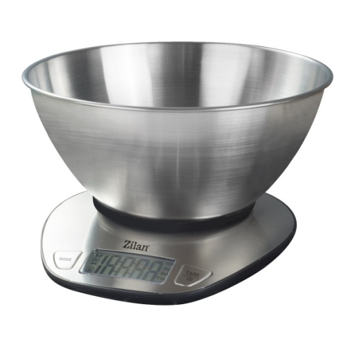 Cantar bucatarie Zilan inox, display LCD, 5kg, 1g, recipient 2000ml, gri, ZLN2960