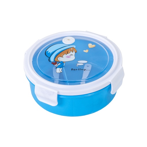 Caserola Zilan, compartimentata, rotunda, plastic, albastru, 15 cm diametru, 5 cm inaltime, DSY1049_albastru