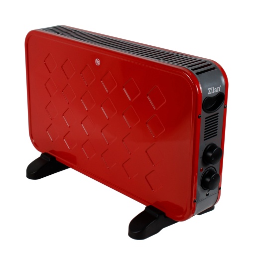 Convector electric Zilan, 2000W, 2 trepte de putere, termostat reglabil, rosu, 64x14x44 cm, ZLN1426