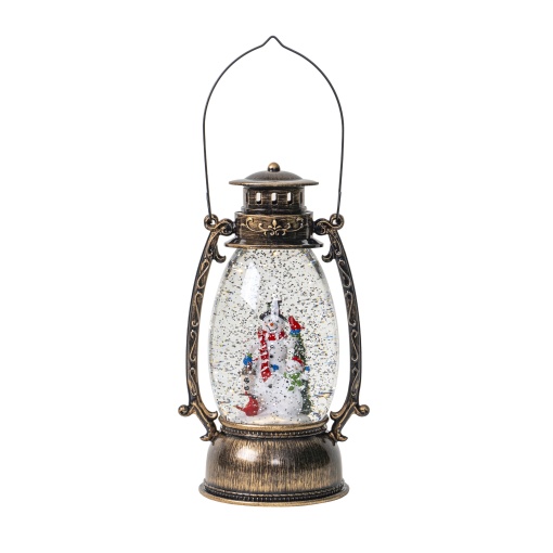 Figurina Felinar de Craciun Zilan, muzicala, 8 melodii, fulgi de zapada, LED alb cald, 25 cm x 15 cm x 10 cm, CD4154C