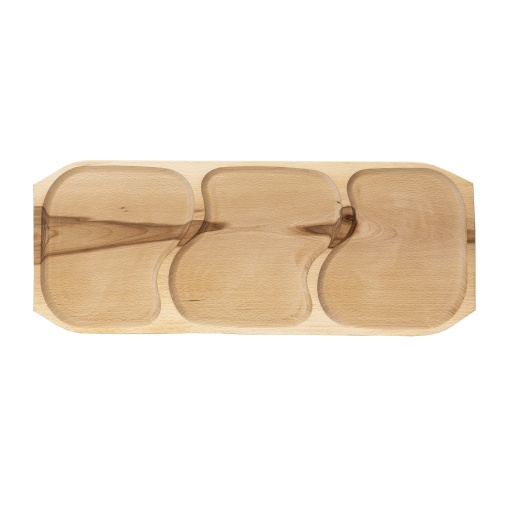 Platou lemn Zilan compartimentat, 65x26x2.5 cm, bej, ideal pentru friptura, aperitive, branzeturi, EXT10157