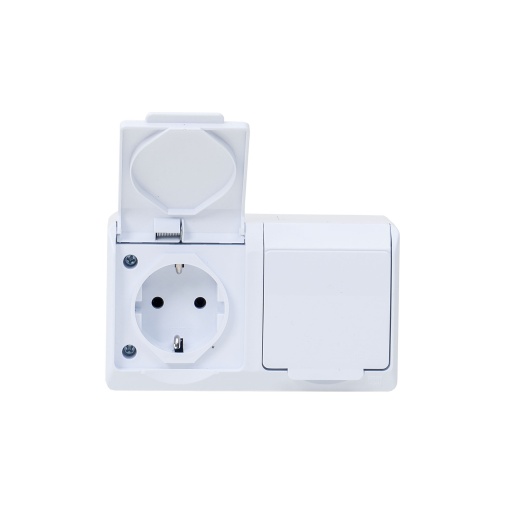 Priza dubla HERMES, 16A/250V, IP44, 130x76x50 mm, ELPL-0325-02
