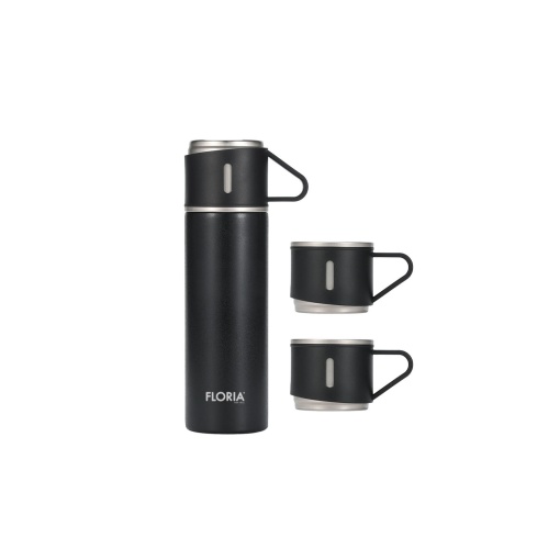 Termos portabil Zilan, 400ml, inox, cu 2 cești + capac, menține rece 24 ore, cald 18 ore, 20x19x7 cm, ZLN0743