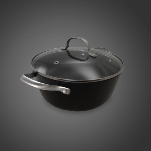 Cratita din fonta OTI, tip fagure, 24 cm, 3.5 L, capac sticla termorezistenta, otel inox, OTI0015