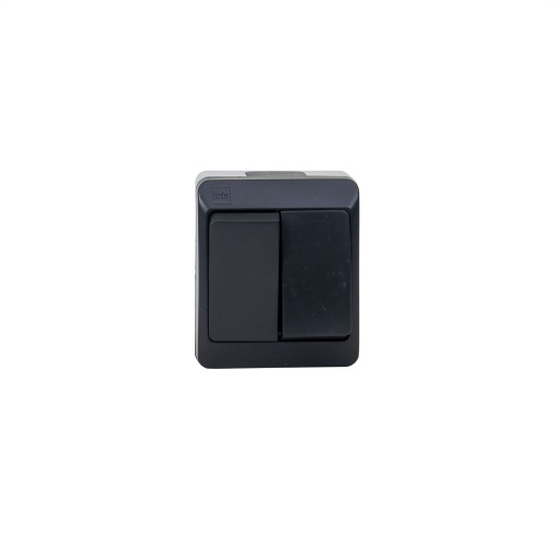 Intrerupator dublu Zilan alb-negru, 10A, 250V, IP44, dimensiuni 6x7x5 cm, ELPL-0332-07