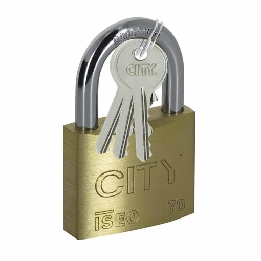 Lacat Feroneria 40 mm, alama, finisaj auriu, pin otel antigaurire, set 3 chei, EXTP70040217