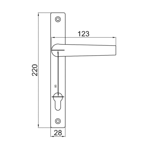 Maner + Sild Y 85 Feronerie, Negru, pentru Tamplarie PVC/AL, Tip incuietoare Cilindru, 26x80 cm, EXT001701110Y85SVN3