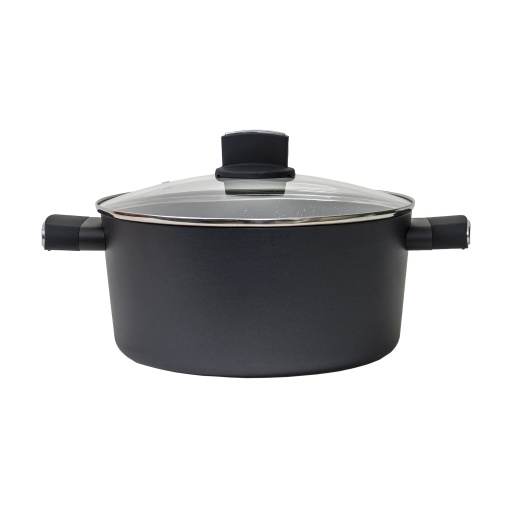 Oala Zilan cu capac de sticla, ECO, 4L, aluminiu emailat, 26 cm, negru, ZLN0850