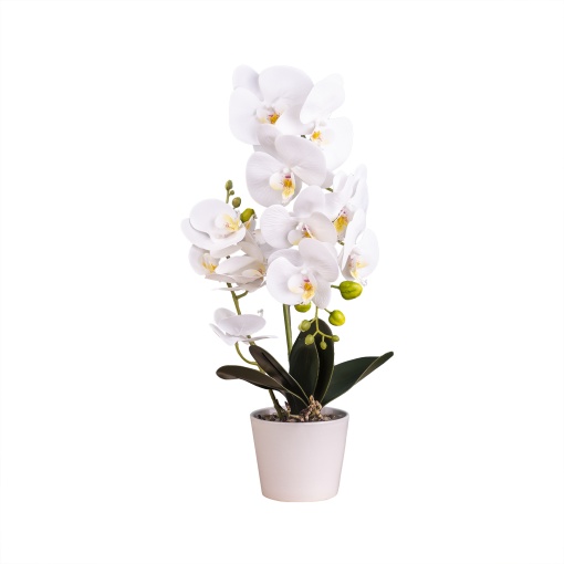 Orhidee in ghiveci ceramic alb, H 47 cm, elegant, natural, Zilan, CD4838-alb