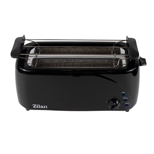 Prajitor de paine Zilan cu 4 felii, functie dezghetare, 1400W, 43x20x23 cm, negru, ZLN2713