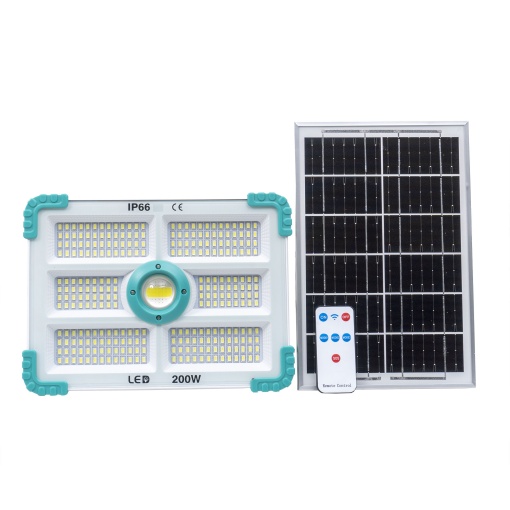 Proiector led Zilan cu incarcare solara, 200W, 280 leduri SMD, telecomanda, IP66, 27x20x5.5 cm, ZTS8211