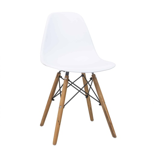 Scaun Zilan bucatarie/living, alb, material polipropilena/lemn/otel, inaltime 79cm, latime 42cm, greutate maxima 120kg, ZTS8186