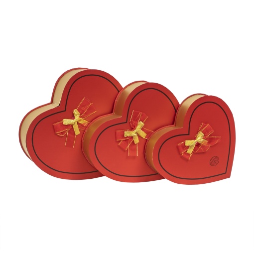 Set 3 cutii in forma de inima Zilan, dimensiuni 10x30cm + 8x27cm + 6x23.5cm, rosu, CD4954_rosu