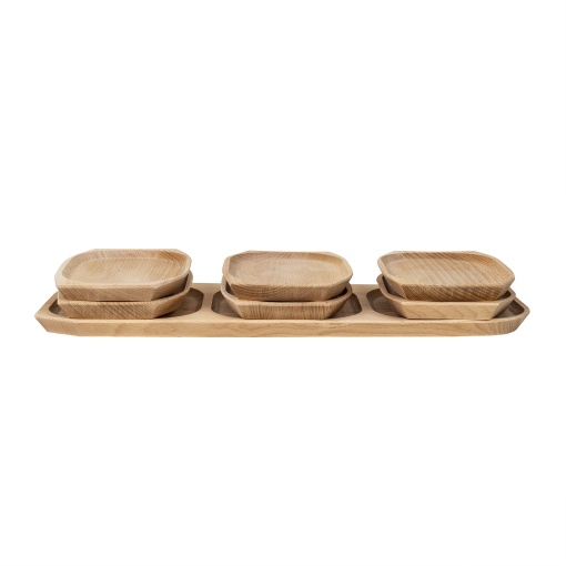 Set 7 platouri din lemn de fag Zilan, 1x60x21x2.5cm + 6x23x16x2.5cm, EXT10196