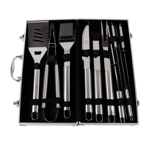 Set accesorii gratar Z-tools 10 piese, inox, cutit 41 cm + spatula 40.5 cm + cleste 42 cm, 46x10x24 cm, cod 842
