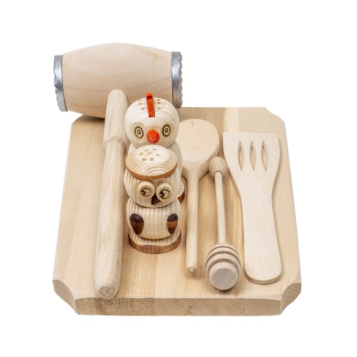 Set tocator dreptunghiular Zilan, 7 piese, lemn fag, 30x20x2 cm, bej, 1512