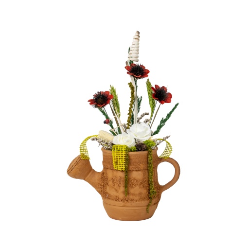 Aranjament stropitoare Zilan, ceramica cu flori, Adianthum, multicolor, inaltime 33 cm, EXT10161