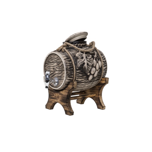 Butoi de vin Zilan, ceramic, 3L, robinet, suport lemn, 29x27x19 cm, EXT10237