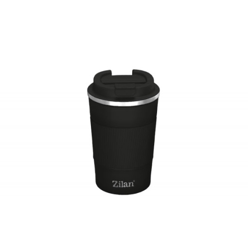 Cana de cafea Zilan termos inox, capacitate 380ml, inaltime 15cm, pereti dubli, negru, ZLN9878