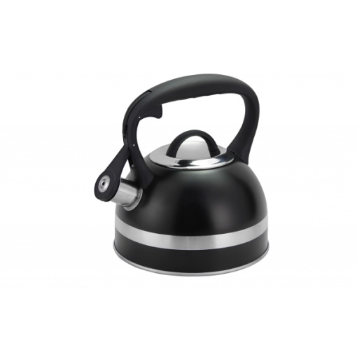 Ceainic inox Zilan cu fluier, capacitate 3L, negru, usor de curatat, ergonomic, pentru toate sursele de caldura, ZLN1283