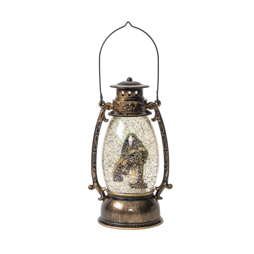Figurina muzicala de Craciun Zilan, 8 melodii, fulgi de zapada, LED alb cald, dimensiuni 20x15x30 cm, CD4154D