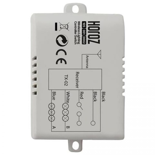 Intrerupator cu telecomanda Horoz, 2 canale, 2X1000W, distanta operare 30-60m, unghi detectie 360°, dimensiuni 80x54x25mm, IP20, EXT105-001-0002