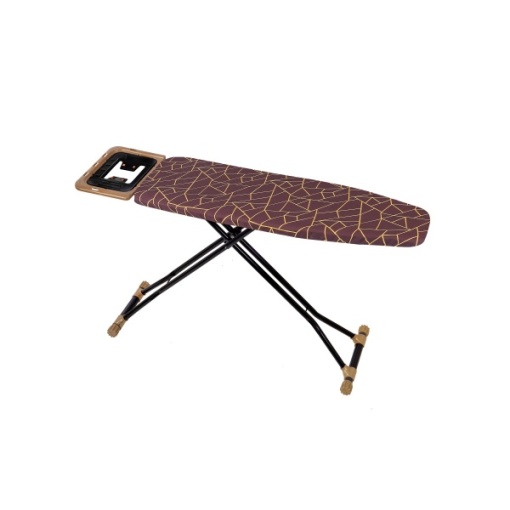 Masa de calcat Zilan cu suport antiardere, inaltime ajustabila, 145x37x90 cm, metal gri, husa 100% bumbac visiniu, ZLN6166