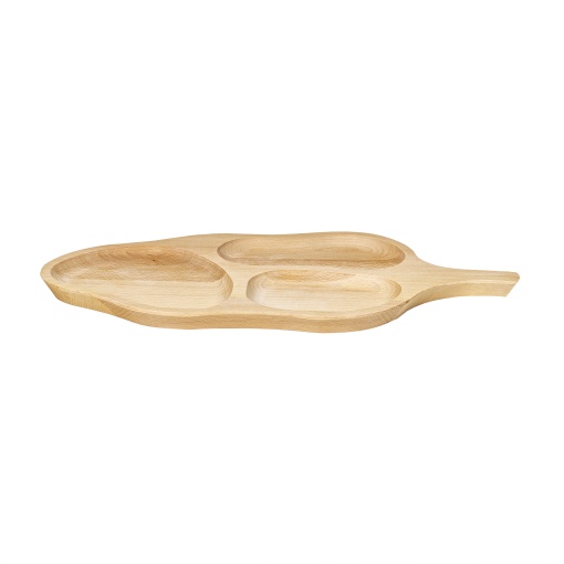Platou servire frunza Zilan, din lemn masiv, ideal pentru festinuri, 50x25x3 cm, EXT7261