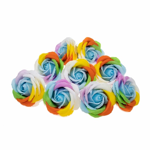 Set 9 trandafiri multicolori sapun Love, 8 cm, patrat, CD4080-MiezBleu