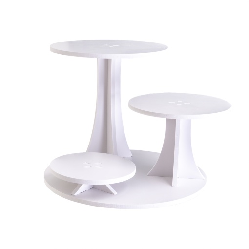 Suport Candy Bar Zilan, din lemn alb, modular, diametru 39 cm, inaltime 30 cm, CD4522