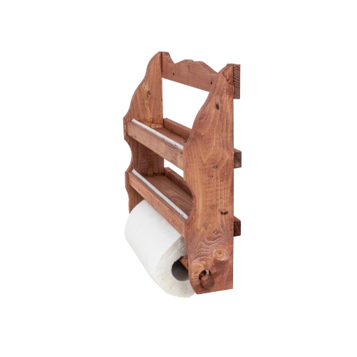 Suport prosoape hartie Zilan, lemn brad, montare perete, simplu, bej, 37x33 cm, 1128-maro