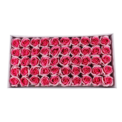 Trandafiri sapun love, roz-roz pal, 50 buc/set, 6.5 cm inaltime, 5 cm diametru, cod SF003-12