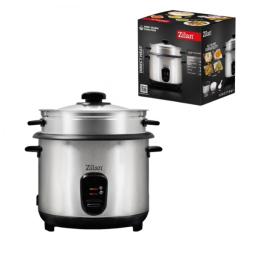 Aparat de gatit 2 in 1 Zilan, orez si aburi, Putere 500W, Capacitate 1.5L, Dimensiuni 21.2x21.2x30 cm, ZLN9570