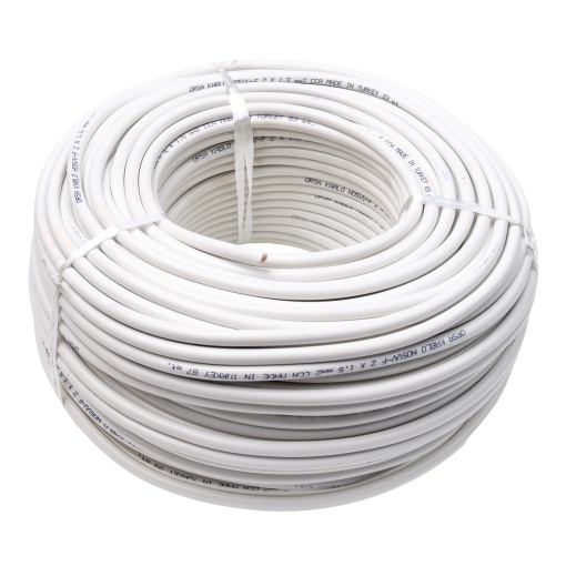 Cablu electric simplu Zilan, 2x1.5mm, lungime 100m, alb, utilizare interior/exterior, 220V, EXT5682