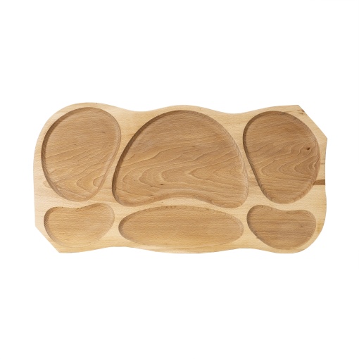 Platou lemn Zilan compartimentat 68x34x2.5 cm, ideal pentru friptura, aperitive, branzeturi, EXT6081