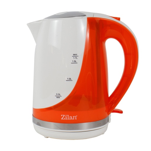 Cana electrica Z-Line 1.7L, putere 2200W, indicator nivel apa, baza rotativa 360°, plastic albportocaliu, 22x22x30 cm, ZLN1303