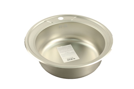 Chiuveta rotunda Zilan, incorporabila in blat, diametru 50 cm, adancime 16 cm, 0,5 mm, cu orificiu pentru baterie, ZLN6300