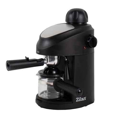 Espressor manual Zilan cu functie spuma cappuccino, 800W, plastic, negru, 0.5l, 2 cesti, tava detasabila, ZLN3154