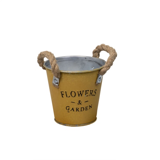Ghiveci flori galetusa Z-TOOLS, 11x11x10 cm, metal, mustar, ZTS8064