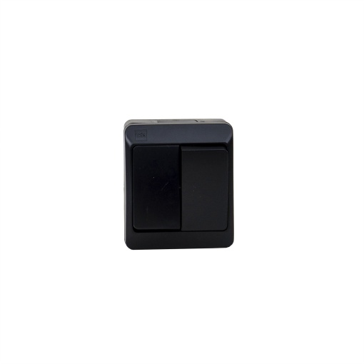Intrerupator dublu Zilan, negru, 10A, 250V, IP44, 6x7x5 cm, ELPL-0332-09
