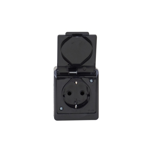 Priza simpla Zilan HERMES, 16A/250V, negru, 6.5x7.6x5 cm, ELPL-0324-09