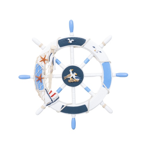 Roata decorativa Z-TOOLS, MDF, diametru 32cm, alba/bleu, grosime 3cm, 33x33x3 cm, ZTS8034